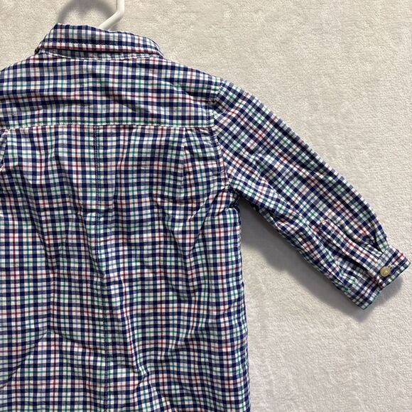 Ralph Lauren Baby Boy Coveralls Romper 6 Months Plaid Collared Lined Preppy - Picture 9 of 13